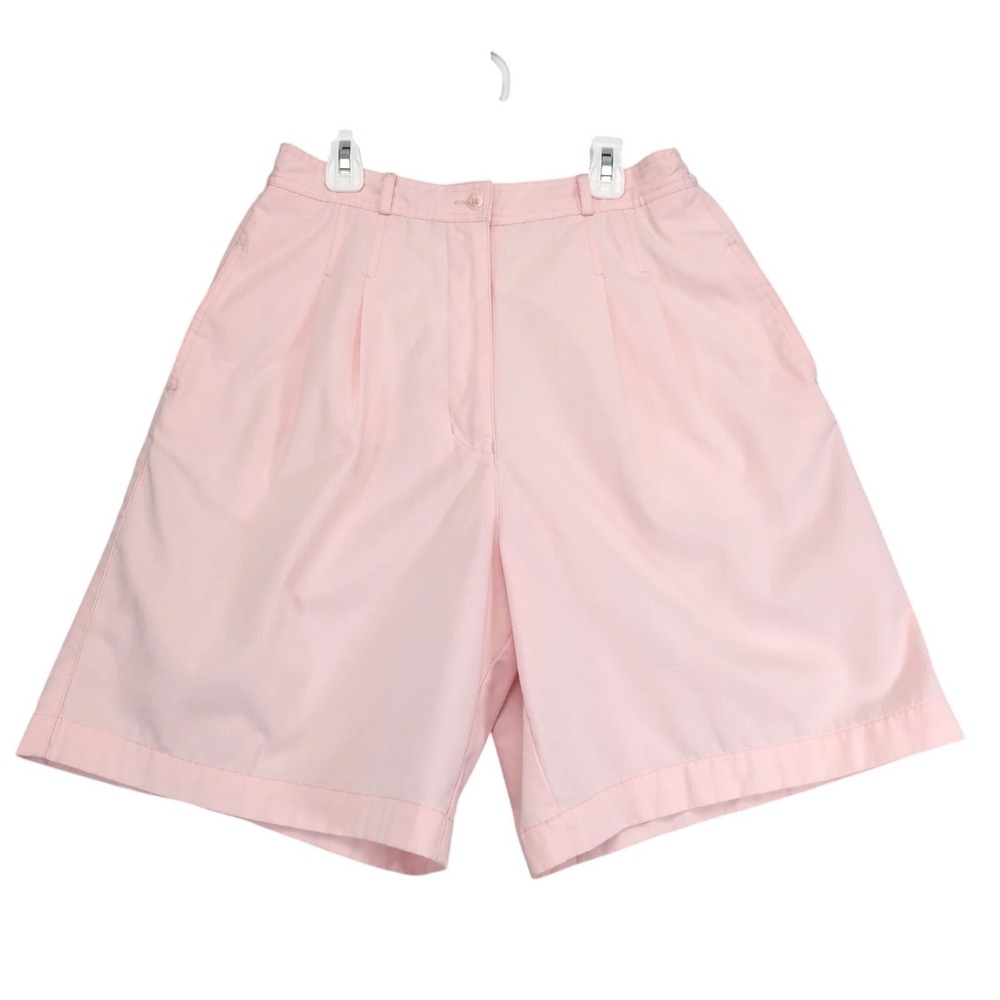 Vintage 90s Coral Bay Pink Pleated Shorts Womens 12P 29x8.5 Elastic Waist Preppy